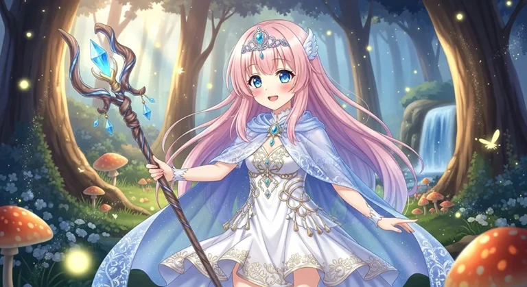 Cute fantasy anime girl forest wallpaper