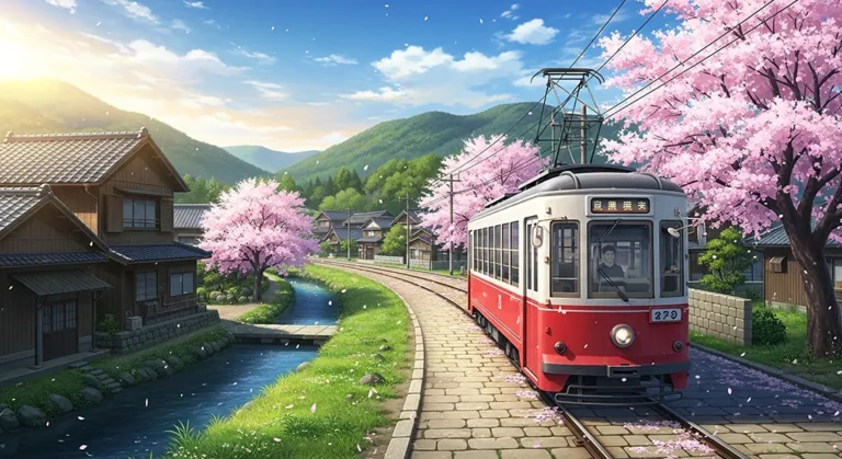 anime train countryside wallpaper